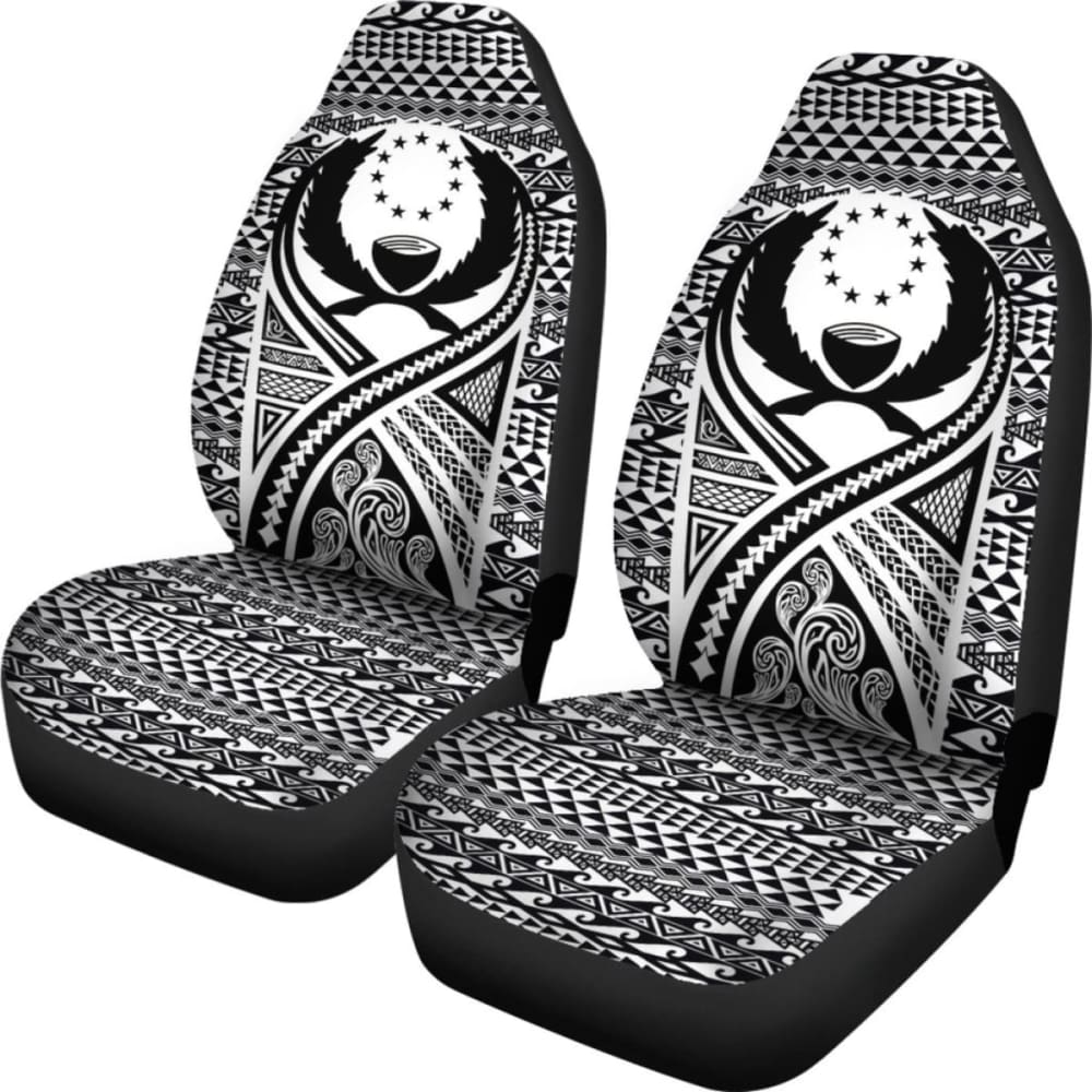 Pohnpei Car Seat Cover - Pohnpei Flag Polynesian Tattoo Black - 9 174914 - YourCarButBetter