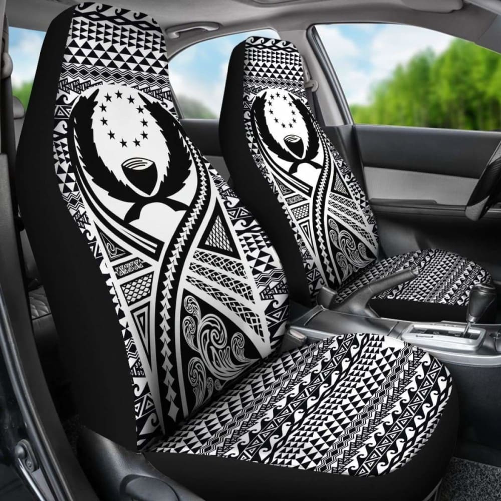 Pohnpei Car Seat Cover - Pohnpei Flag Polynesian Tattoo Black - 9 174914 - YourCarButBetter