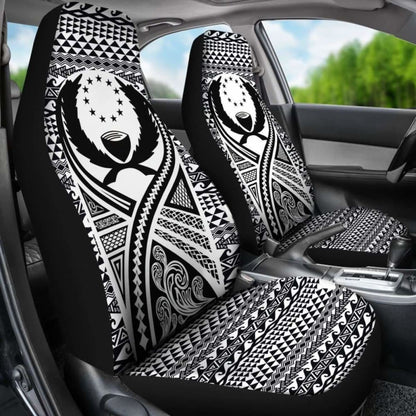 Pohnpei Car Seat Cover - Pohnpei Flag Polynesian Tattoo Black - 9 174914 - YourCarButBetter