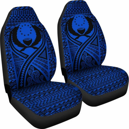 Pohnpei Car Seat Cover - Pohnpei Flag Polynesian Tattoo Blue - 9 174914 - YourCarButBetter
