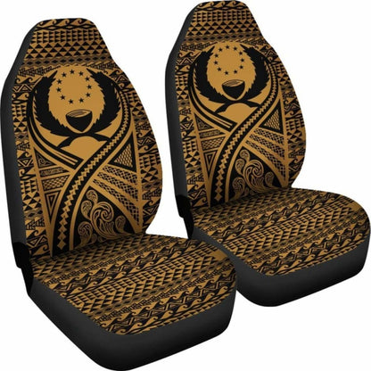 Pohnpei Car Seat Cover - Pohnpei Flag Polynesian Tattoo Gold - 9 174914 - YourCarButBetter
