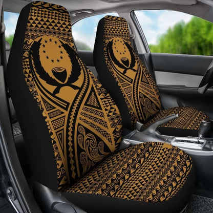 Pohnpei Car Seat Cover - Pohnpei Flag Polynesian Tattoo Gold - 9 174914 - YourCarButBetter