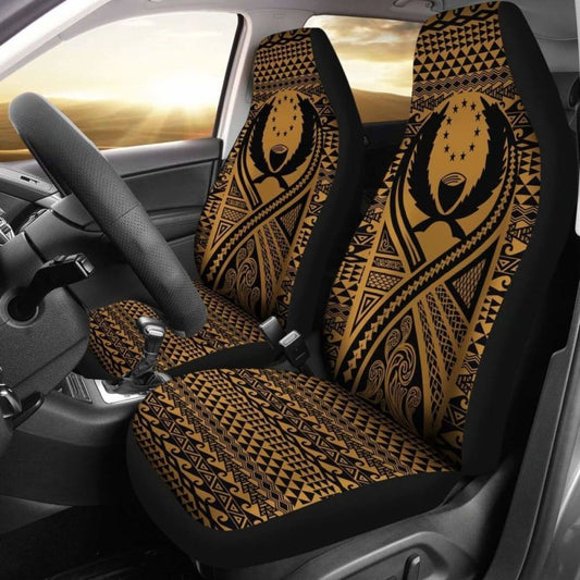 Pohnpei Car Seat Cover - Pohnpei Flag Polynesian Tattoo Gold - 9 174914 - YourCarButBetter