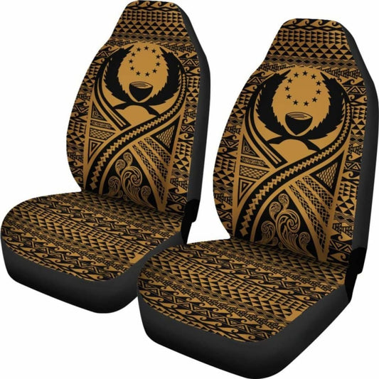 Pohnpei Car Seat Cover - Pohnpei Flag Polynesian Tattoo Gold - 9 174914 - YourCarButBetter