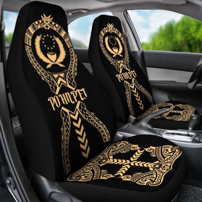 Pohnpei Car Seat Covers - Pohnpei Flag Micronesian Tribal Gold - 04 153908 - YourCarButBetter