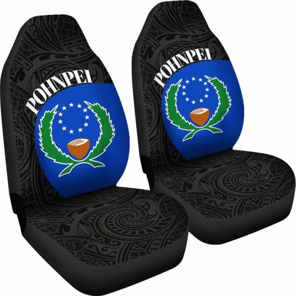 Pohnpei Car Seat Covers - Pohnpei Flag Polynesian Tattoo - 5 1 174914 - YourCarButBetter