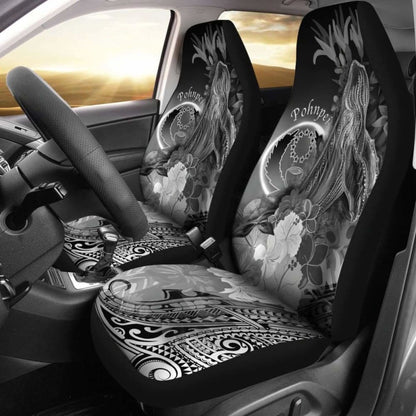 Pohnpei Car Seat Covers - Humpback Whale With Tropical Flowers (White)- 102802 - YourCarButBetter