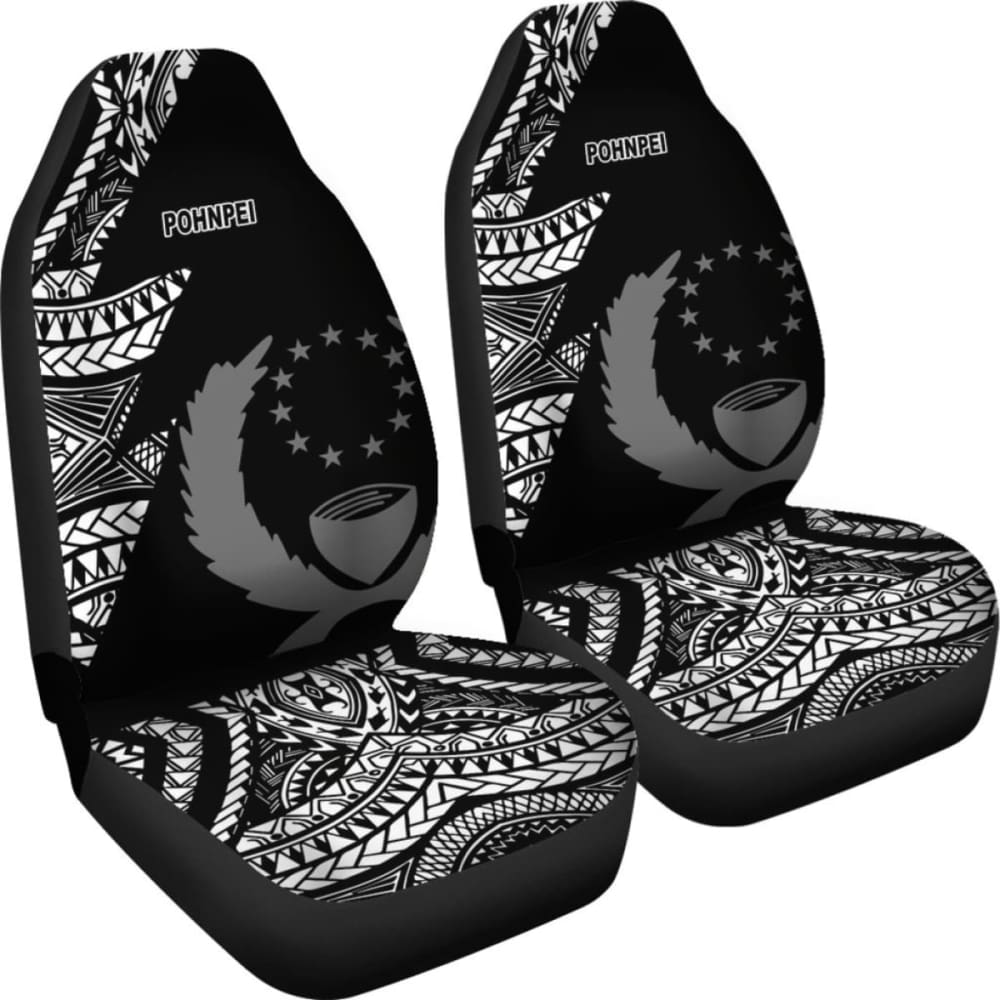 Pohnpei Car Seat Covers - Micronesian Pattern Flash Black - 39 153908 - YourCarButBetter