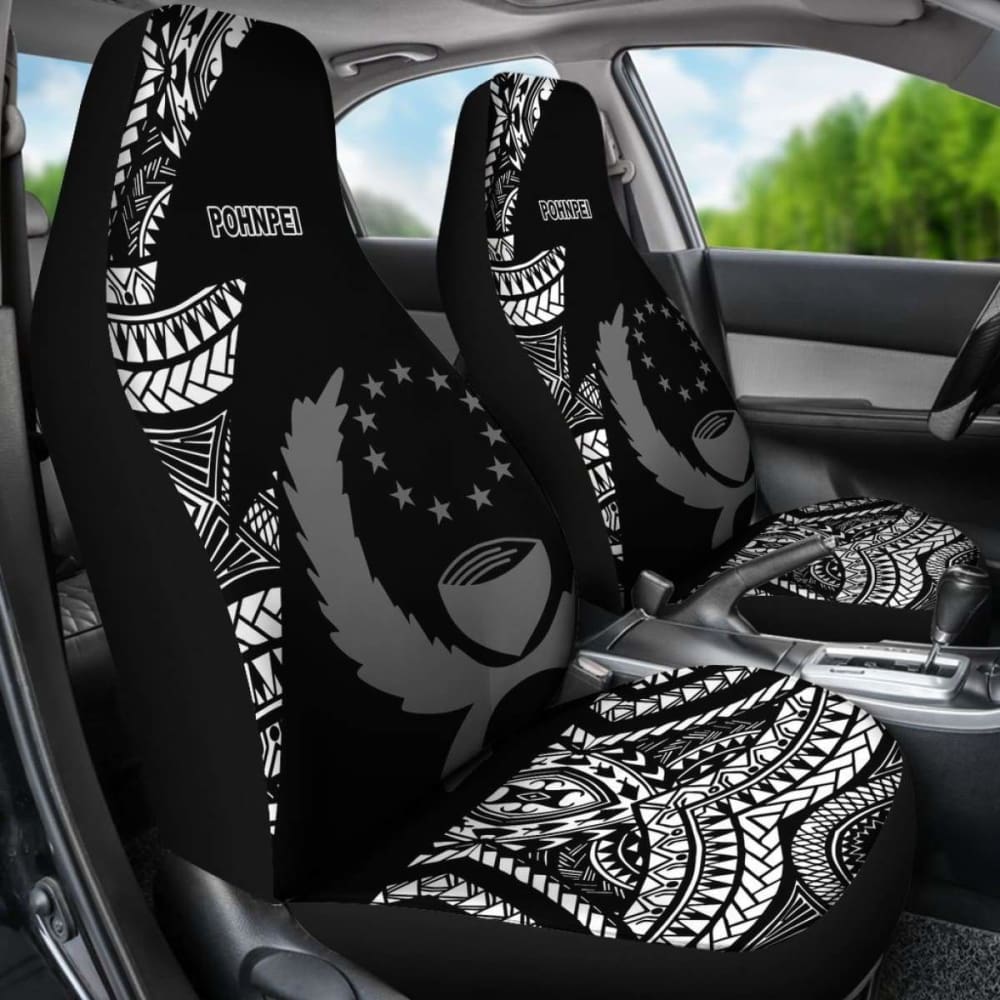 Pohnpei Car Seat Covers - Micronesian Pattern Flash Black - 39 153908 - YourCarButBetter