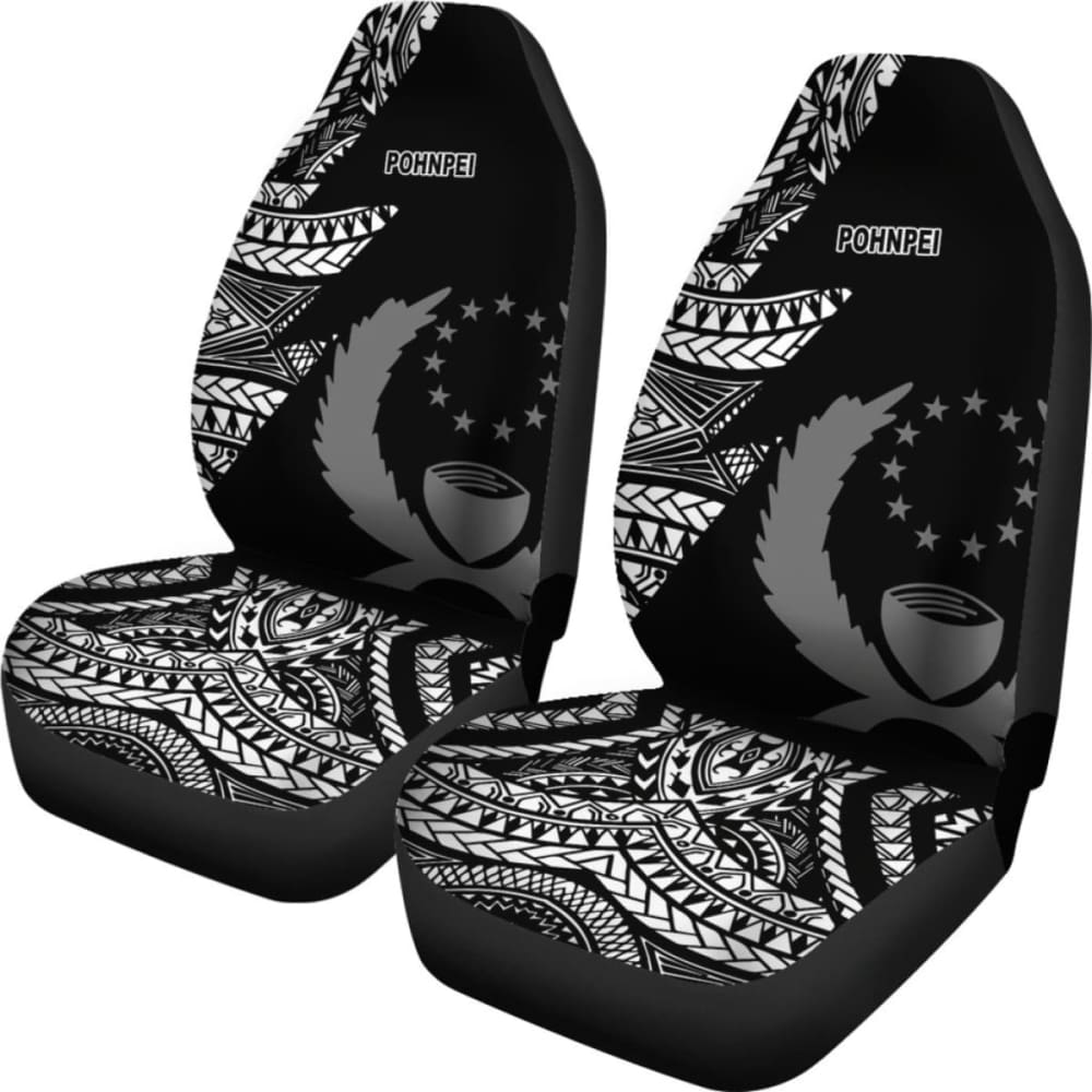 Pohnpei Car Seat Covers - Micronesian Pattern Flash Black - 39 153908 - YourCarButBetter
