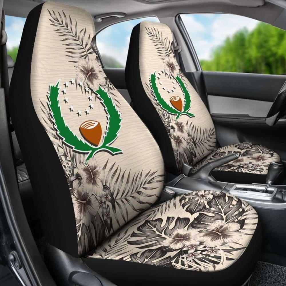 Pohnpei Car Seat Covers The Beige Hibiscus (Set Of Two) 7 232125 - YourCarButBetter