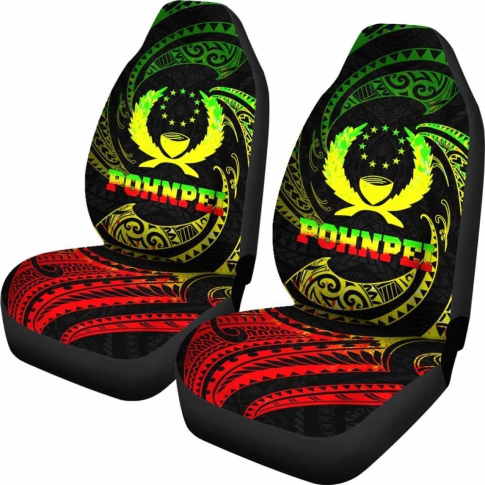 Pohnpei Micronesia Car Seat Covers - White Tribal Wave - 12 153908 - YourCarButBetter