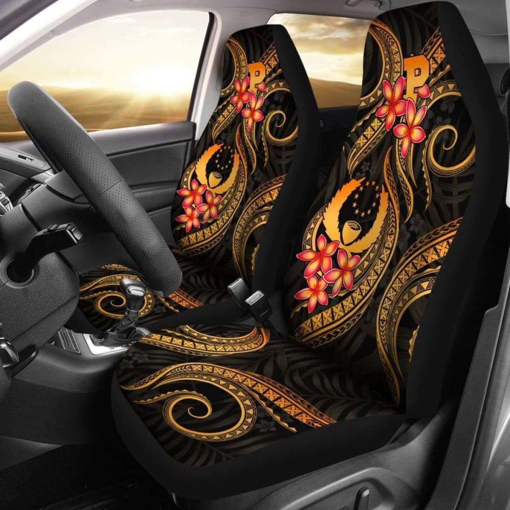 Pohnpei Micronesian Car Seat Covers - Gold Plumeria - 11 153908 - YourCarButBetter