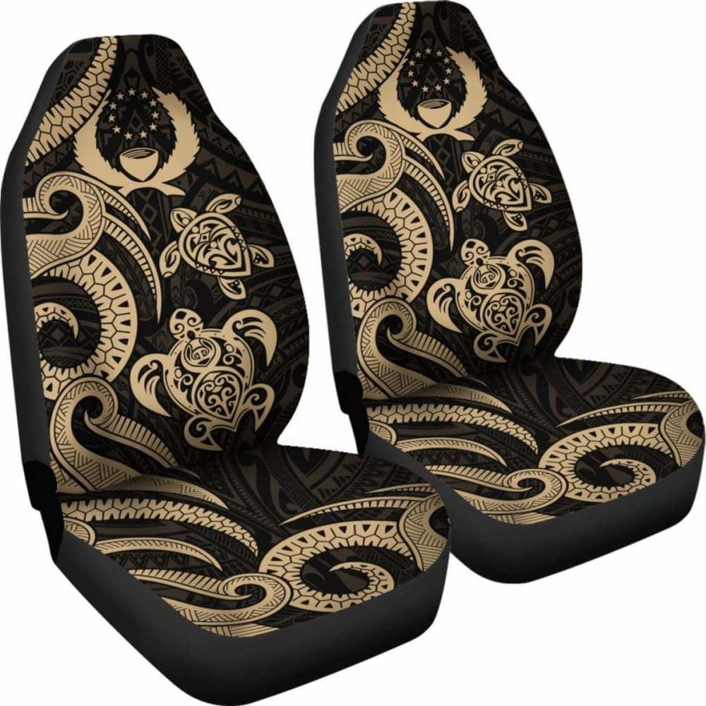 Pohnpei Micronesian Car Seat Covers - Gold Tentacle Turtle - 091114 - YourCarButBetter