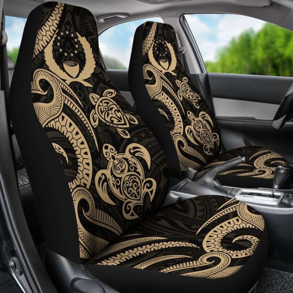 Pohnpei Micronesian Car Seat Covers - Gold Tentacle Turtle - 091114 - YourCarButBetter