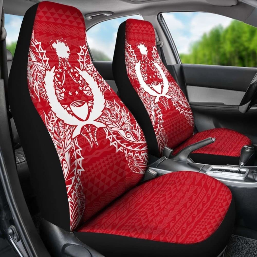 Pohnpei Polynesia Car Seat Cover Map Red White 39 153908 - YourCarButBetter