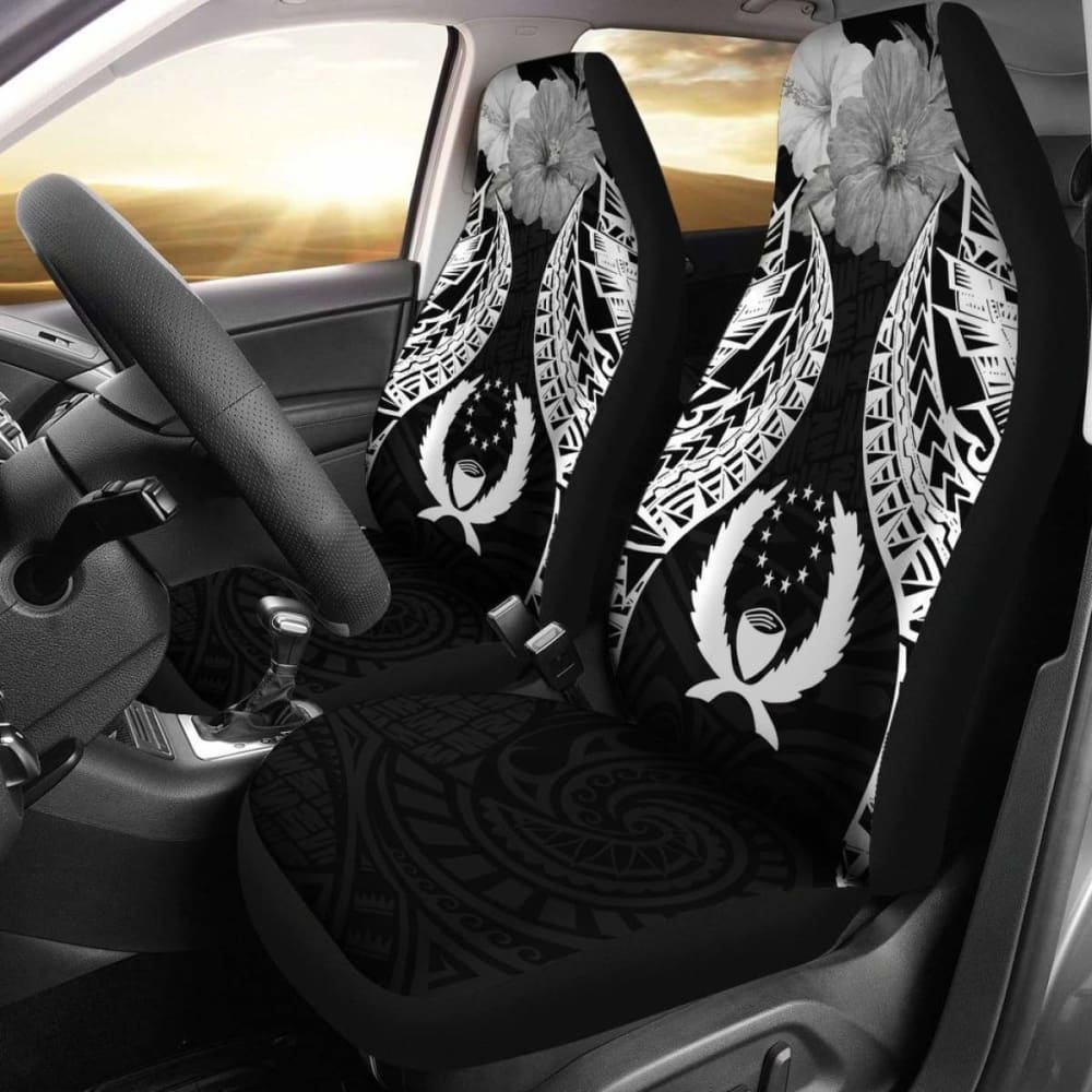 Pohnpei Polynesian Car Seat Covers Pride Seal And Hibiscus Black - 232125 - YourCarButBetter