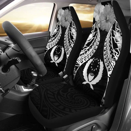 Pohnpei Polynesian Car Seat Covers Pride Seal And Hibiscus Black - 232125 - YourCarButBetter