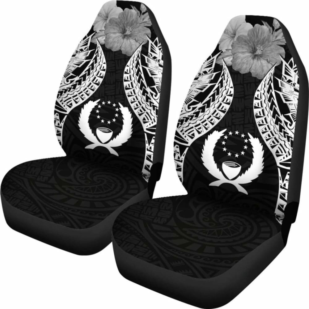 Pohnpei Polynesian Car Seat Covers Pride Seal And Hibiscus Black - 232125 - YourCarButBetter