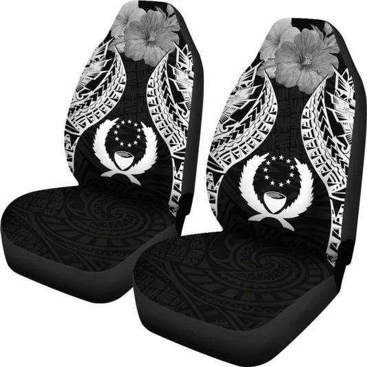 Pohnpei Polynesian Car Seat Covers Pride Seal And Hibiscus Black - 232125 - YourCarButBetter