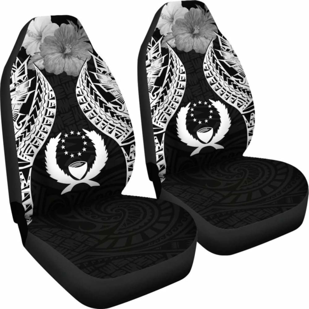 Pohnpei Polynesian Car Seat Covers Pride Seal And Hibiscus Black - 232125 - YourCarButBetter