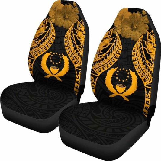 Pohnpei Polynesian Car Seat Covers Pride Seal And Hibiscus Gold - 232125 - YourCarButBetter