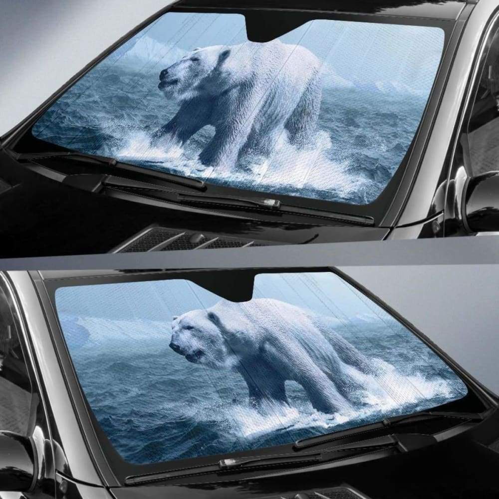 Polar Bear Arctic White Bear Ocean Hd Car Sun Shade 102507 - YourCarButBetter