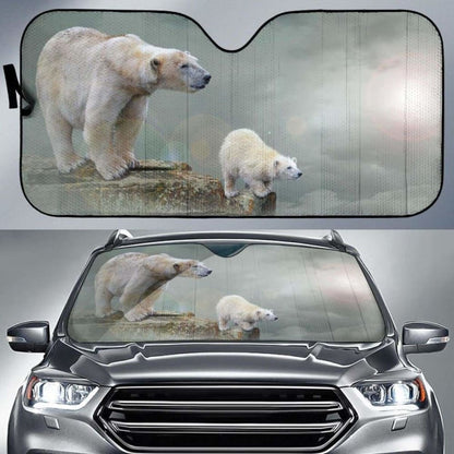 Polar Bears Polar Bear Cub 4K Car Sun Shade 102507 - YourCarButBetter