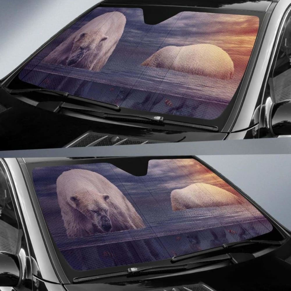 Polar Bears Ocean Underwater Sunset 4K 8K Car Sun Shade 102507 - YourCarButBetter