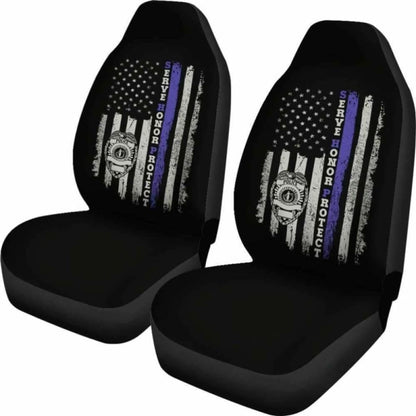 Police Officers Flag Car Seat Covers 101819 - YourCarButBetter