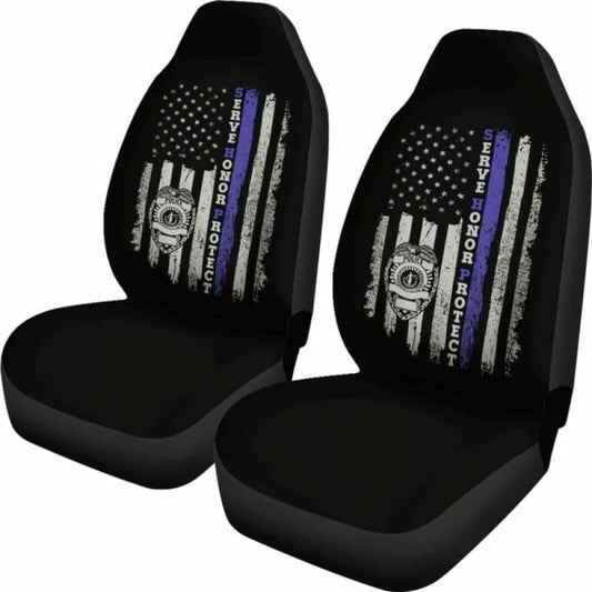 Police Officers Flag Car Seat Covers 101819 - YourCarButBetter