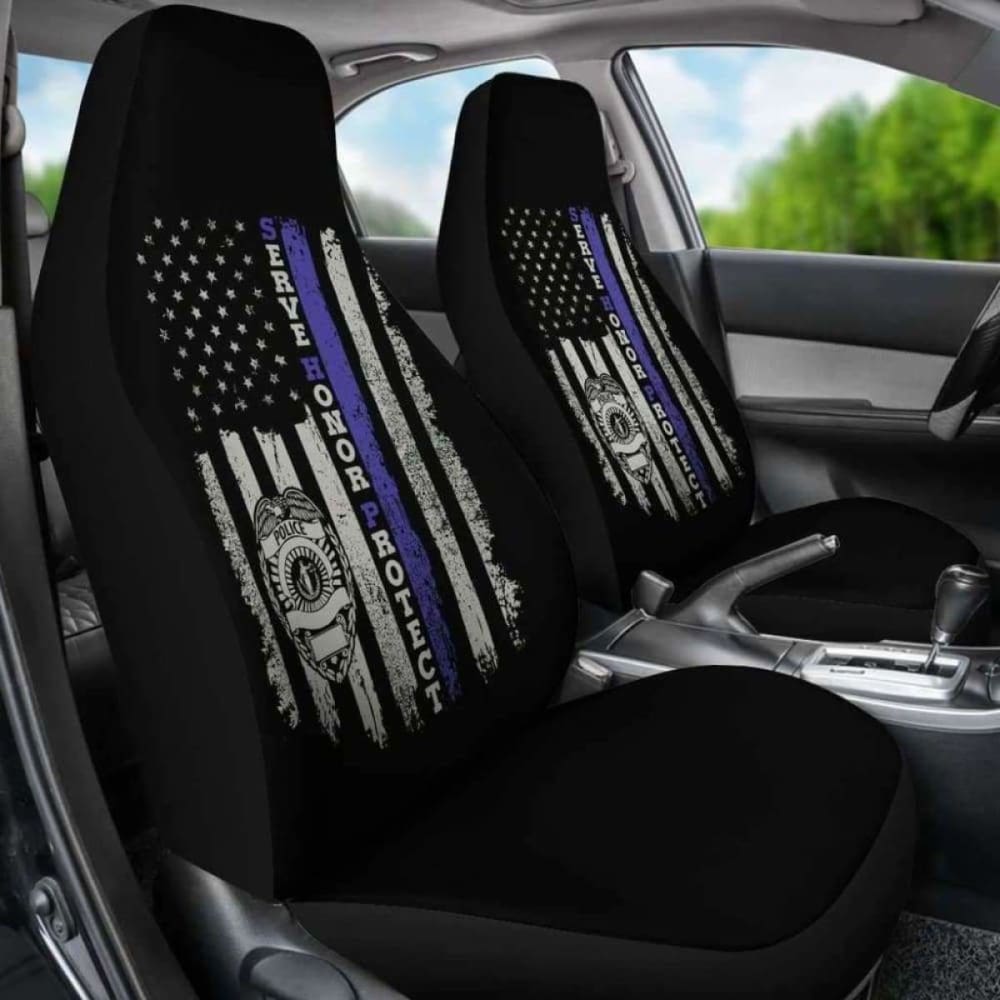 Police Officers Flag Car Seat Covers 101819 - YourCarButBetter
