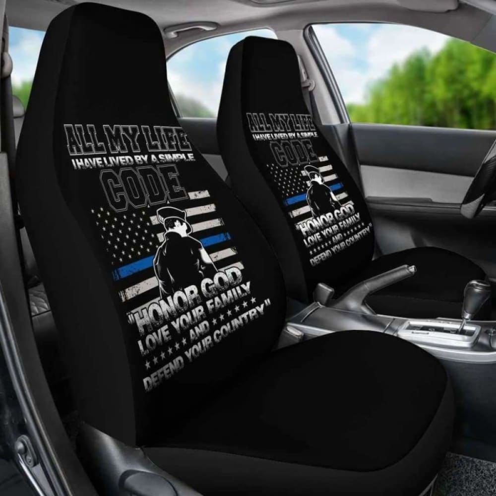 Police Simple Code Car Seat Covers 153908 - YourCarButBetter