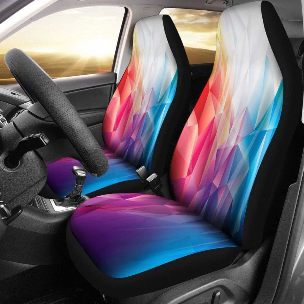 Polygon Rainbow Abstract Design Seat Covers 174914 - YourCarButBetter