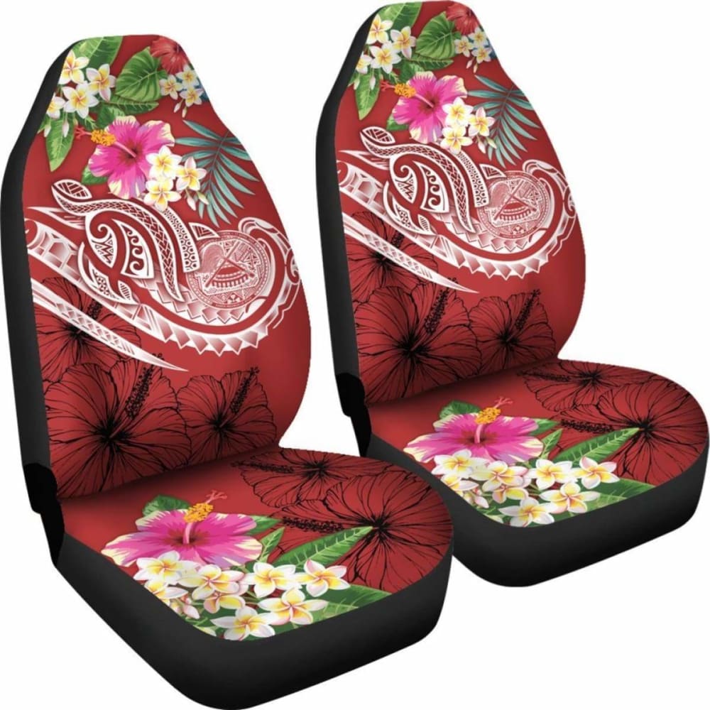 Polynesian American Samoa Car Seat Covers - Summer Plumeria (Red) - 105905 - YourCarButBetter
