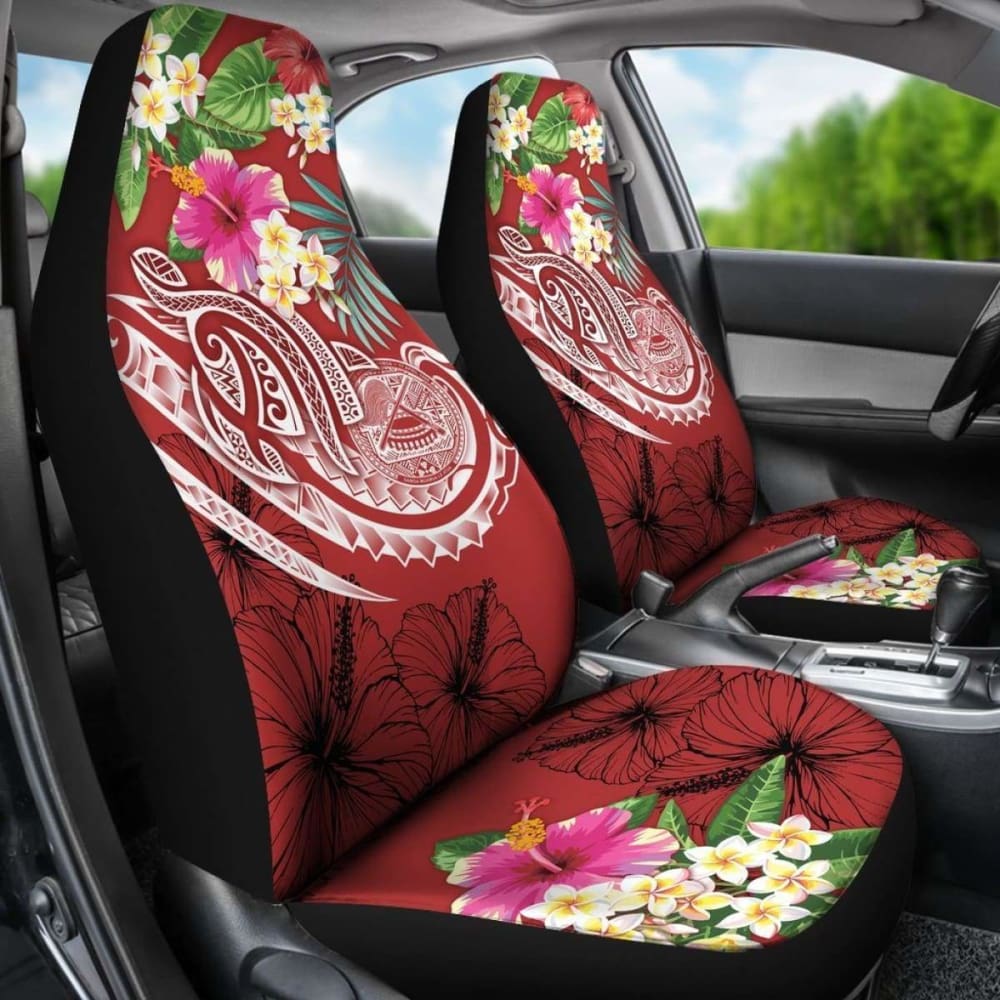 Polynesian American Samoa Car Seat Covers - Summer Plumeria (Red) - 105905 - YourCarButBetter