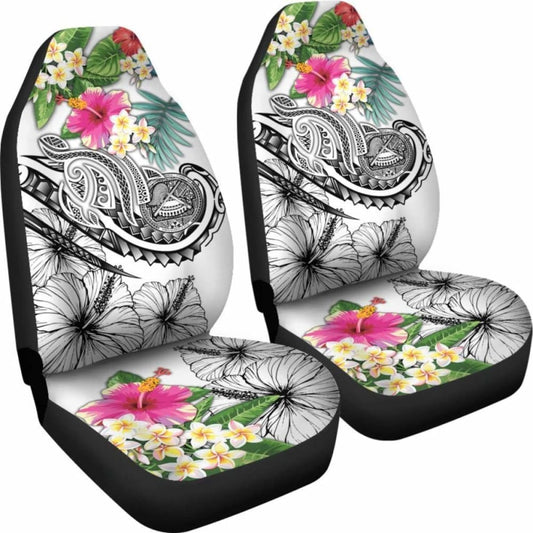 Polynesian American Samoa Car Seat Covers - Summer Plumeria (White) - 105905 - YourCarButBetter