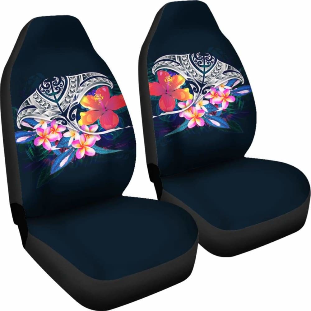 Polynesian Car Seat Covers - Manta Ray And Hibiscus - 232125 - YourCarButBetter