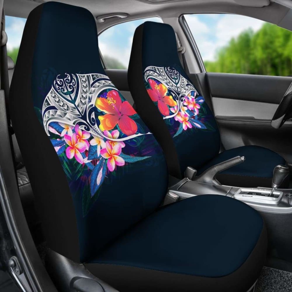 Polynesian Car Seat Covers - Manta Ray And Hibiscus - 232125 - YourCarButBetter