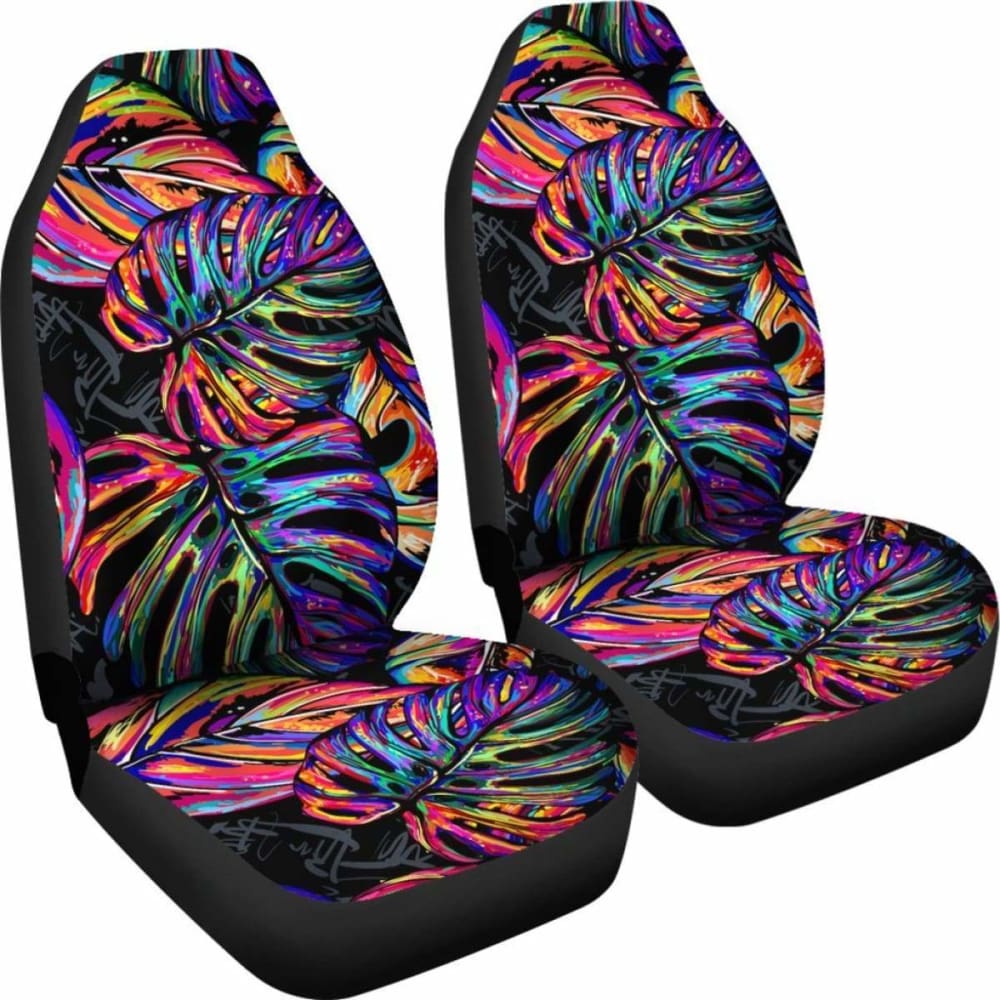 Polynesian Car Seat Covers - Palm Leaves Neon Color - 105905 - YourCarButBetter