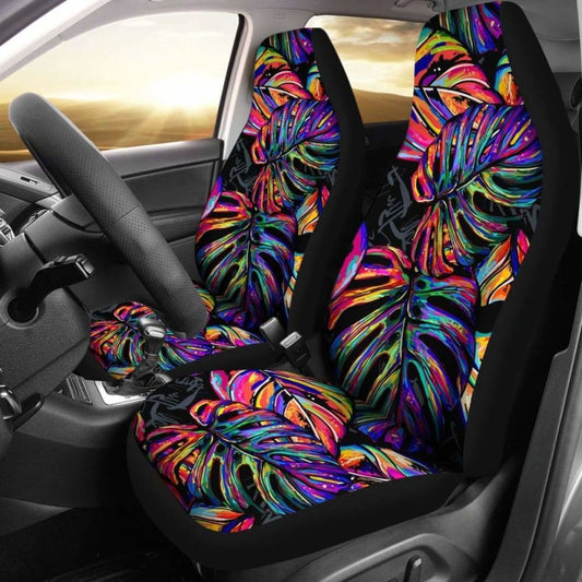 Polynesian Car Seat Covers - Palm Leaves Neon Color - 9 174914 - YourCarButBetter