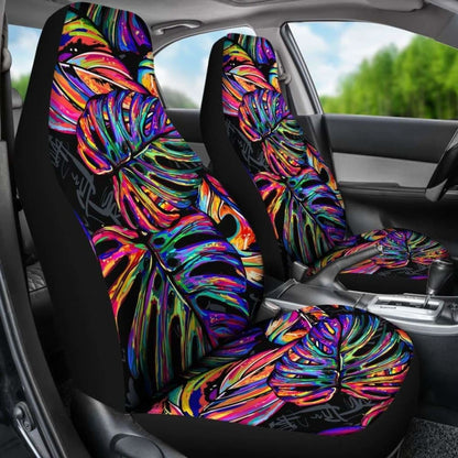 Polynesian Car Seat Covers - Palm Leaves Neon Color - 9 174914 - YourCarButBetter