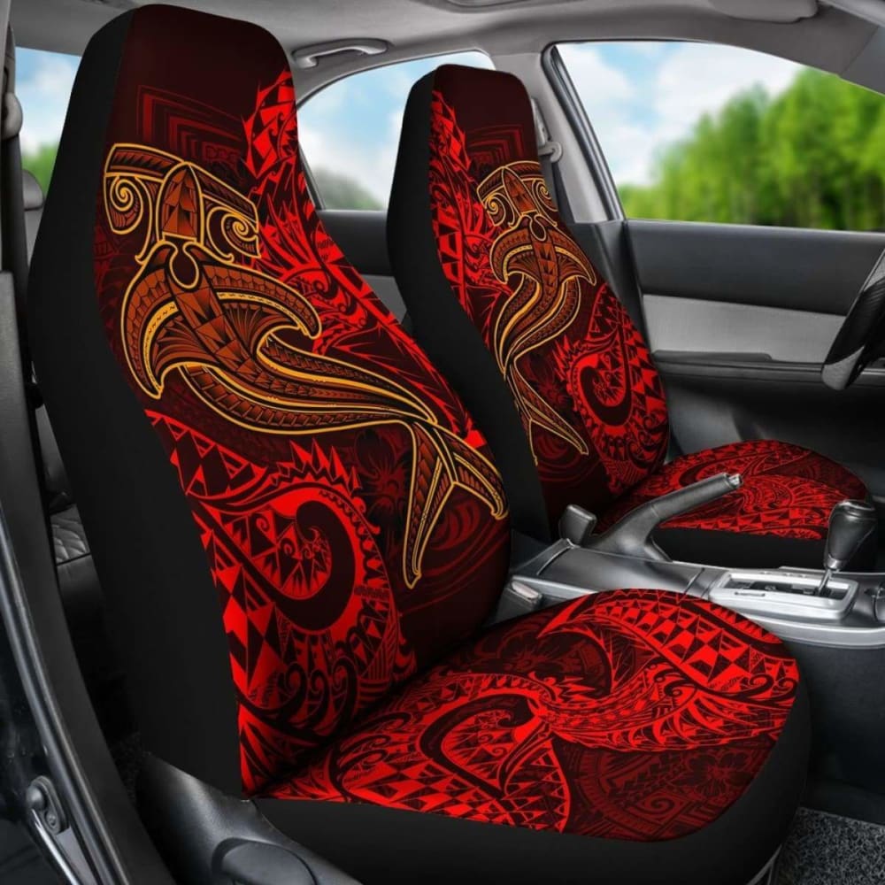 Polynesian Car Seat Covers - Red Shark Polynesian Tattoo - 18 105905 - YourCarButBetter