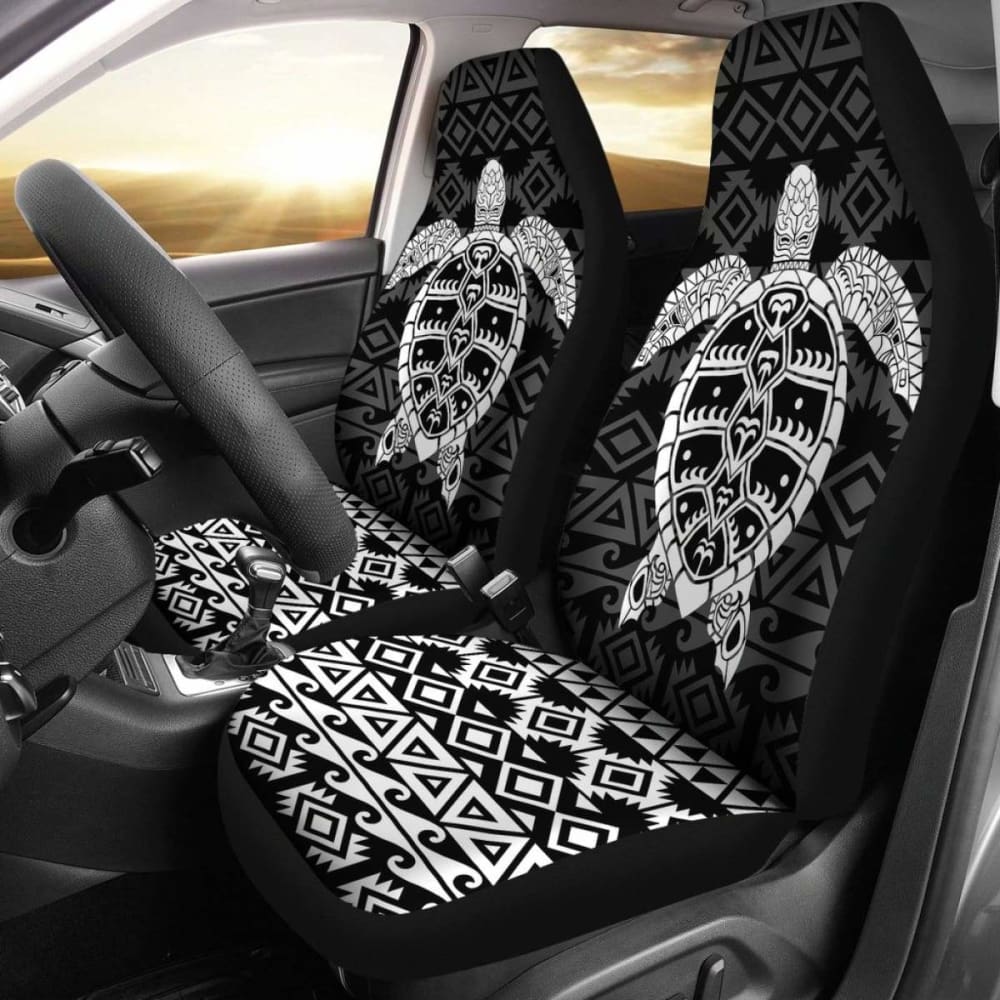 Polynesian Car Seat Covers - Polynesian Turtle Pattern White 091114 - YourCarButBetter