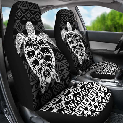 Polynesian Car Seat Covers - Polynesian Turtle Pattern White 091114 - YourCarButBetter