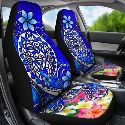 Polynesian Car Seat Covers - Turtle Plumeria Blue Color - 091114 - YourCarButBetter