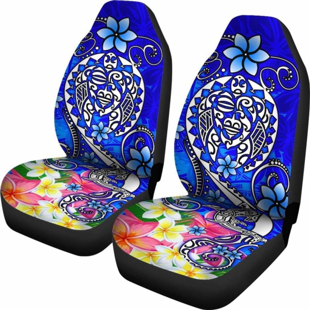Polynesian Car Seat Covers - Turtle Plumeria Blue Color - 091114 - YourCarButBetter