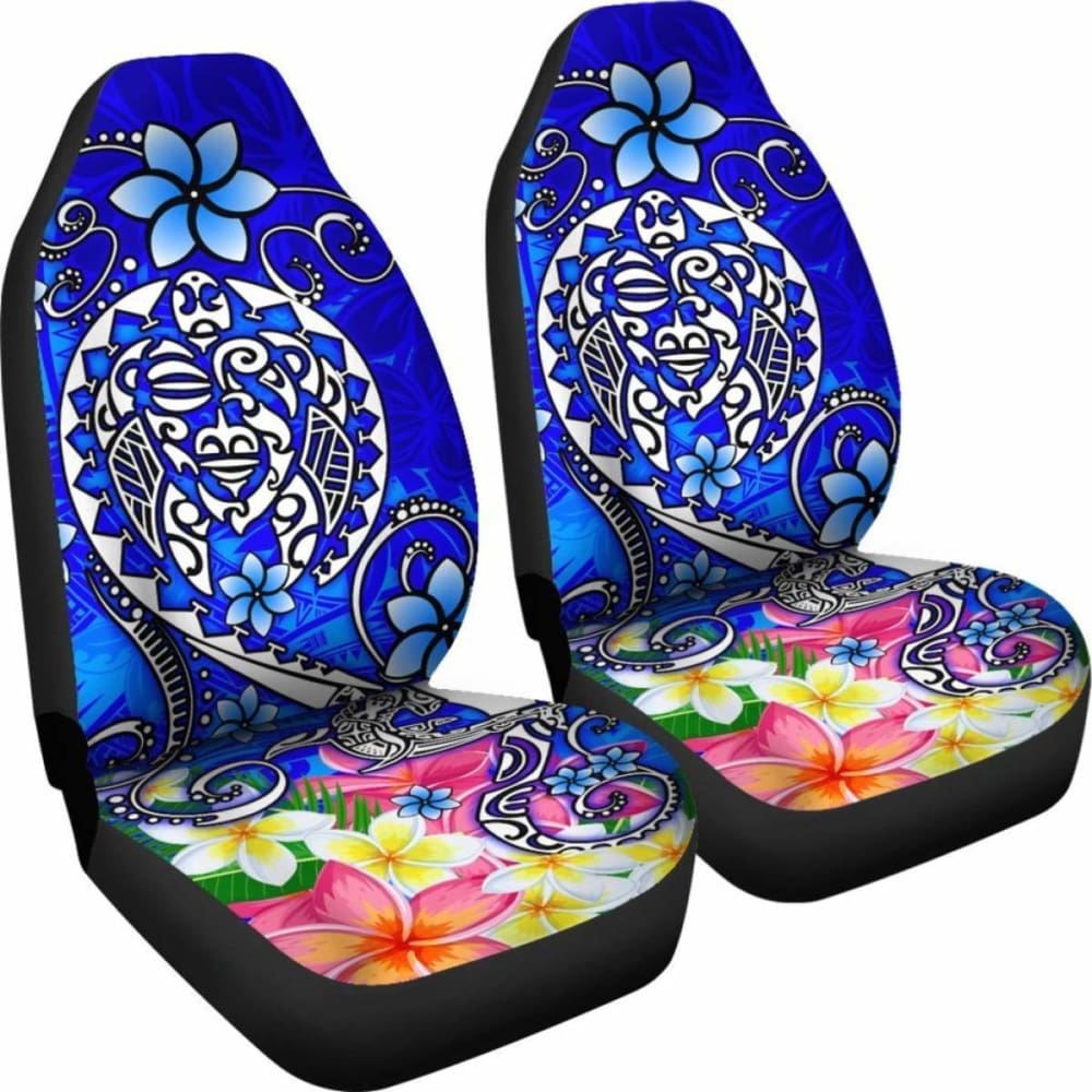 Polynesian Car Seat Covers - Turtle Plumeria Blue Color - 091114 - YourCarButBetter