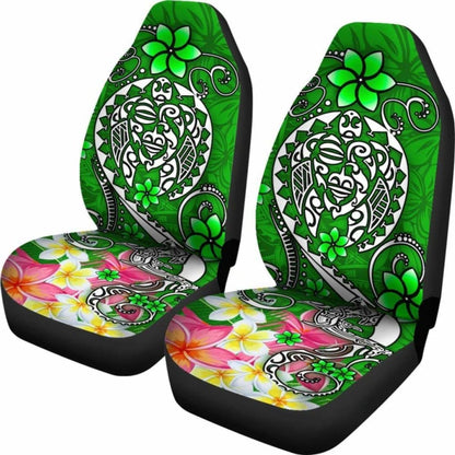 Polynesian Car Seat Covers - Turtle Plumeria Green Color - 091114 - YourCarButBetter