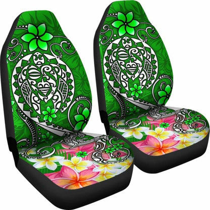 Polynesian Car Seat Covers - Turtle Plumeria Green Color - 091114 - YourCarButBetter